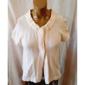 Ann Taylor Loft Womens S Two Button Shortsleeeve Cardigan Rabbit Hair Modal Wool
